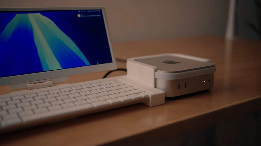 將 Apple M4 Mac Mini 改造成可攜式裝置,結合觸控螢幕及鍵盤
