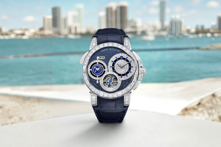 HARRY WINSTON Ocean陀飛輪GMT腕錶,110小時動力配雙層寶石鑲嵌