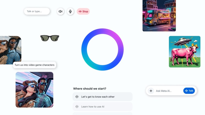 Meta AI 独立网页及App入口界面示意图