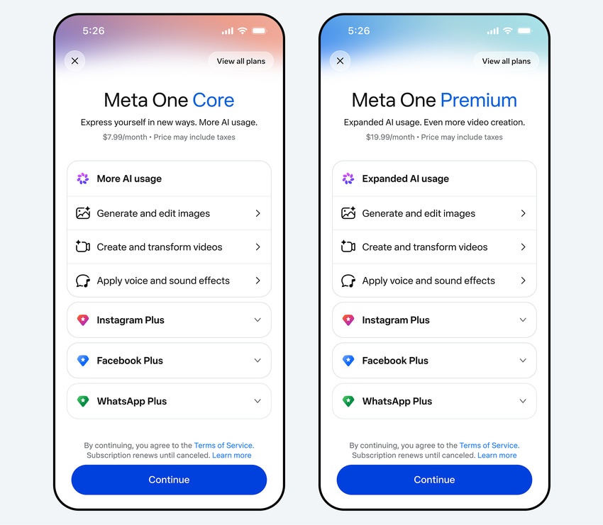 ตัวอย่างการใช้งานฟีเจอร์ Meta One และ Meta AI