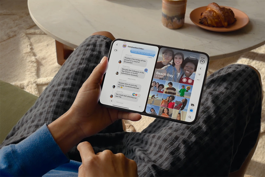 iPhone Duo 內螢幕以 Split View 左右並排顯示兩個 app