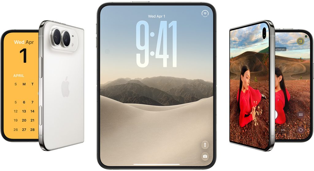 iPhone Duo 打開後的內螢幕與合上後的外螢幕設計