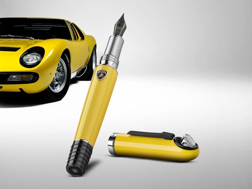 Montegrappa Lamborghini Miura 限量鋼筆 Giallo Fly 車頭燈筆帽
