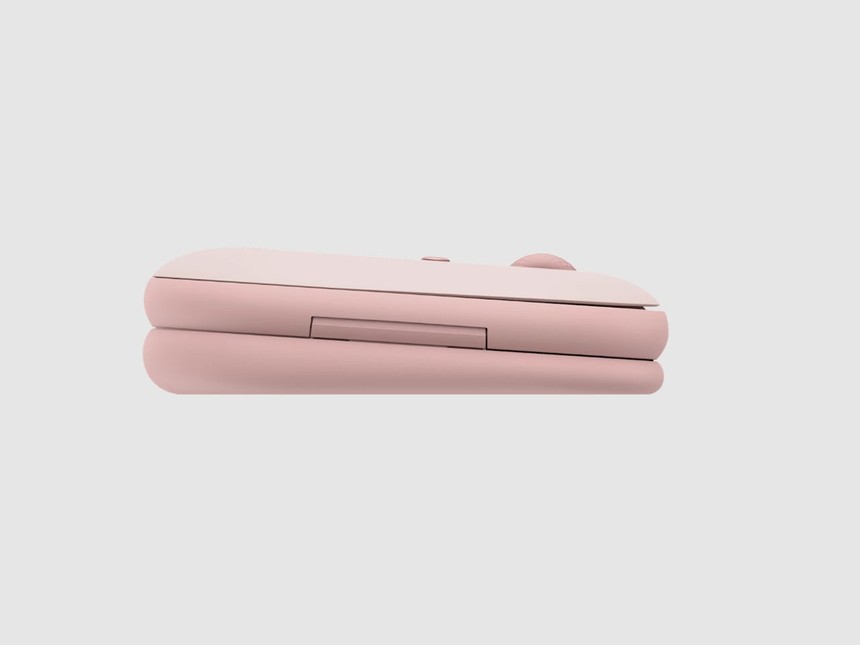 Logitech Pebble Up 玫瑰粉放平模式側面